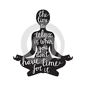 Meditation silhouette with quote