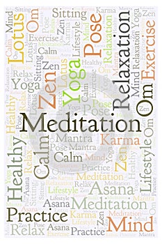 Meditation vertical word cloud.