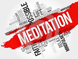 Meditation word cloud collage