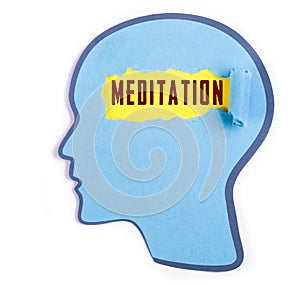 Meditation word in the person head