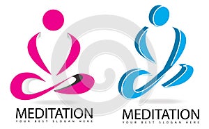 Meditation or yoga 3D logo