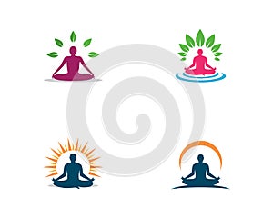 Meditation yoga logo template vector icon