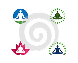 Meditation yoga logo template vector icon