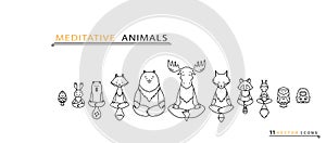 Meditative Animals - Thin line icons