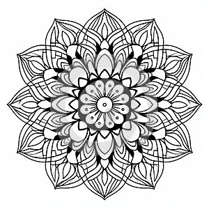Meditative Flower Design Coloring Page: Clean And Graceful Line Art