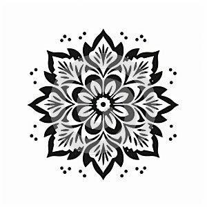 Meditative Flower Power: Black And White Stenciled Iconography Design