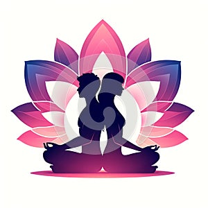 Meditative Love: Silhouette of Couple and Lotus