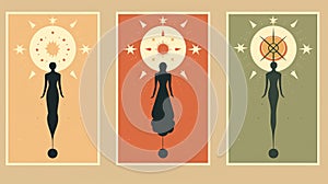 Meditative Tarot Card Posters: Woman, Star, Moon, Angel, Earth