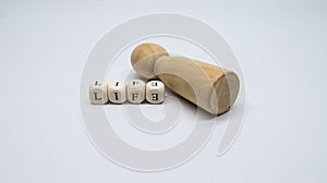 meditative, thoughtful wooden cubes with letters