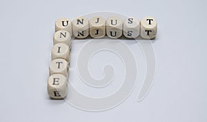 meditative, thoughtful wooden cubes with letters
