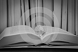 A meditaton ball on a old book