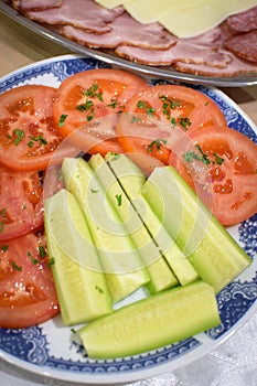 Mediteranian salad made of tomatoes and cucumbers