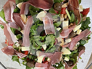 The Mediterranean abounds with beautiful vegetables and Spain is known for its wonderful prosciutto