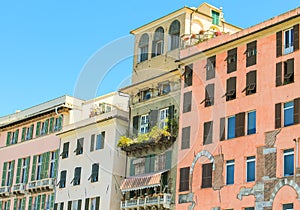 Mediterranean architecture in the port of Genoa, Italy