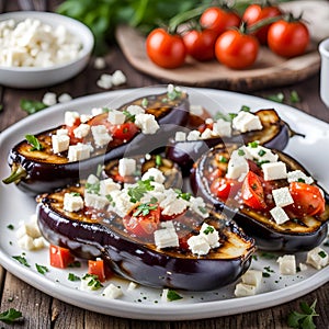 Mediterranean Baked Eggplant with Tomato and Feta