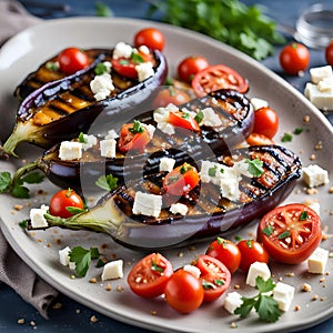 Mediterranean Baked Eggplant with Tomato and Feta