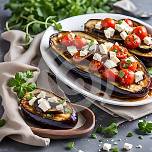 Mediterranean Baked Eggplant with Tomato and Feta