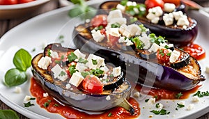 Mediterranean Baked Eggplant with Tomato and Feta