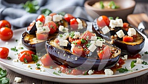 Mediterranean Baked Eggplant with Tomato and Feta