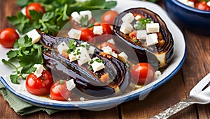 Mediterranean Baked Eggplant with Tomato and Feta