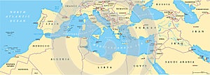 Mediterranean Basin Political Map photo