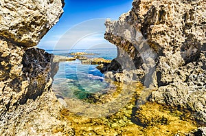 Mediterranean beach in Milazzo, Sicily, Italy photo
