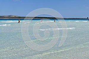 Mediterranean beach in The Spiaggia La Pelosa, Stintino, Sardinia.