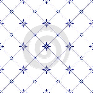 Mediterranean blue white decorative seamless pattern, vector illustration