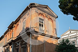 Mediterranean building with a renaissance windows at Aventine hill Rome