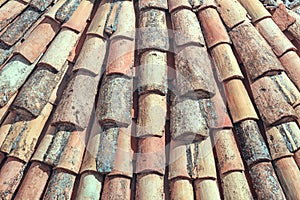 Mediterranean cityscape - view of the tiled roofs of the Old Town of Dubrovnik