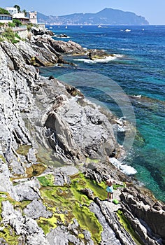 Mediterranean coastline in Genova Nervi