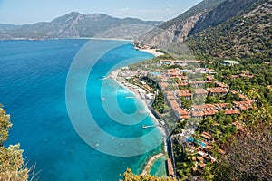 Mediterranean coastline in Kidrak neighbourhood of Oludeniz beach resort in Mugla, Turkey
