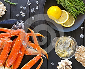 Mediterranean cuisine with strigun crab on a plate