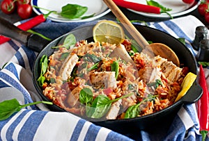 Mediterranean fish with rice and vegetables