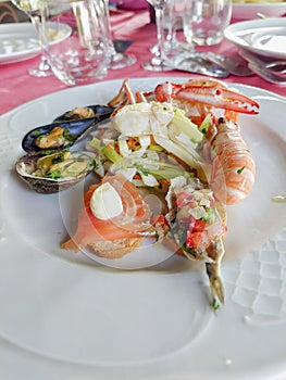 Mediterranean fish snack in the restaurant