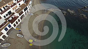 Mediterranean Fishing Village Vertical High Aerial Shoot