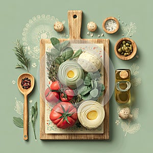 Mediterranean Fresh Ingredients Setup