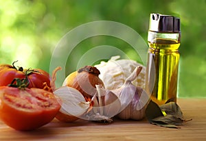 Mediterranean fresh vegetables spices, herbs