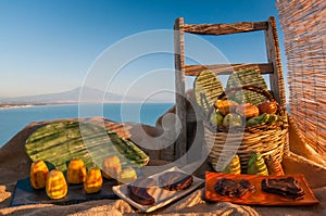 Mediterranean fruits and sea