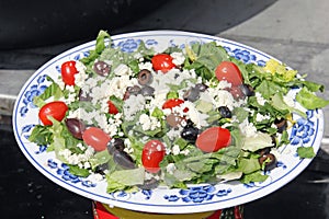 Mediterranean Greek salad with feta cheese and olives