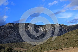 Mediterranean landscape and cloudy sky Pyrenees orientales, France