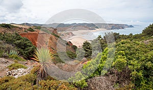 Mediterranean landscape costa vicentina with view to amado beach