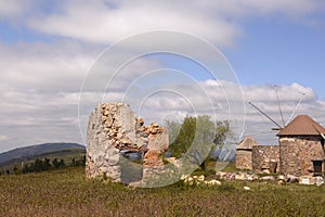 Mediterranean Landscape with Rocky Old Mills - Ruins