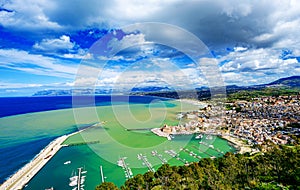 Mediterranean marina on coast of Sicily