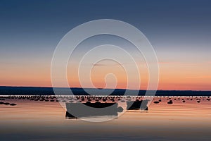 Mediterranean mussel farm in the Mar Piccolo of Tarant