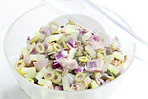 Mediterranean potato salad with tuna fish