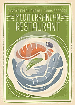 Mediterranean restaurant menu poster design