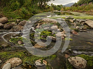 Mediterranean river during summer drought