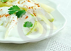 Mediterranean salad with zucchini and yogurt