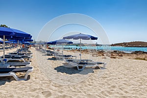 Mediterranean sandy beach, Ayia Napa, Cyprus.